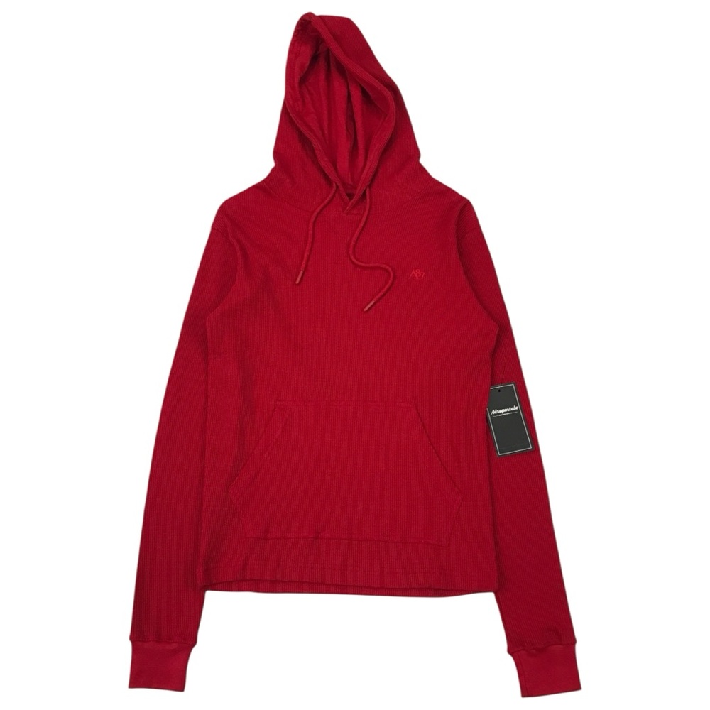 Aeropostale Thermal Hoodie Mens Small S Red Pullover Sweatshirt Waffle Preppy BN